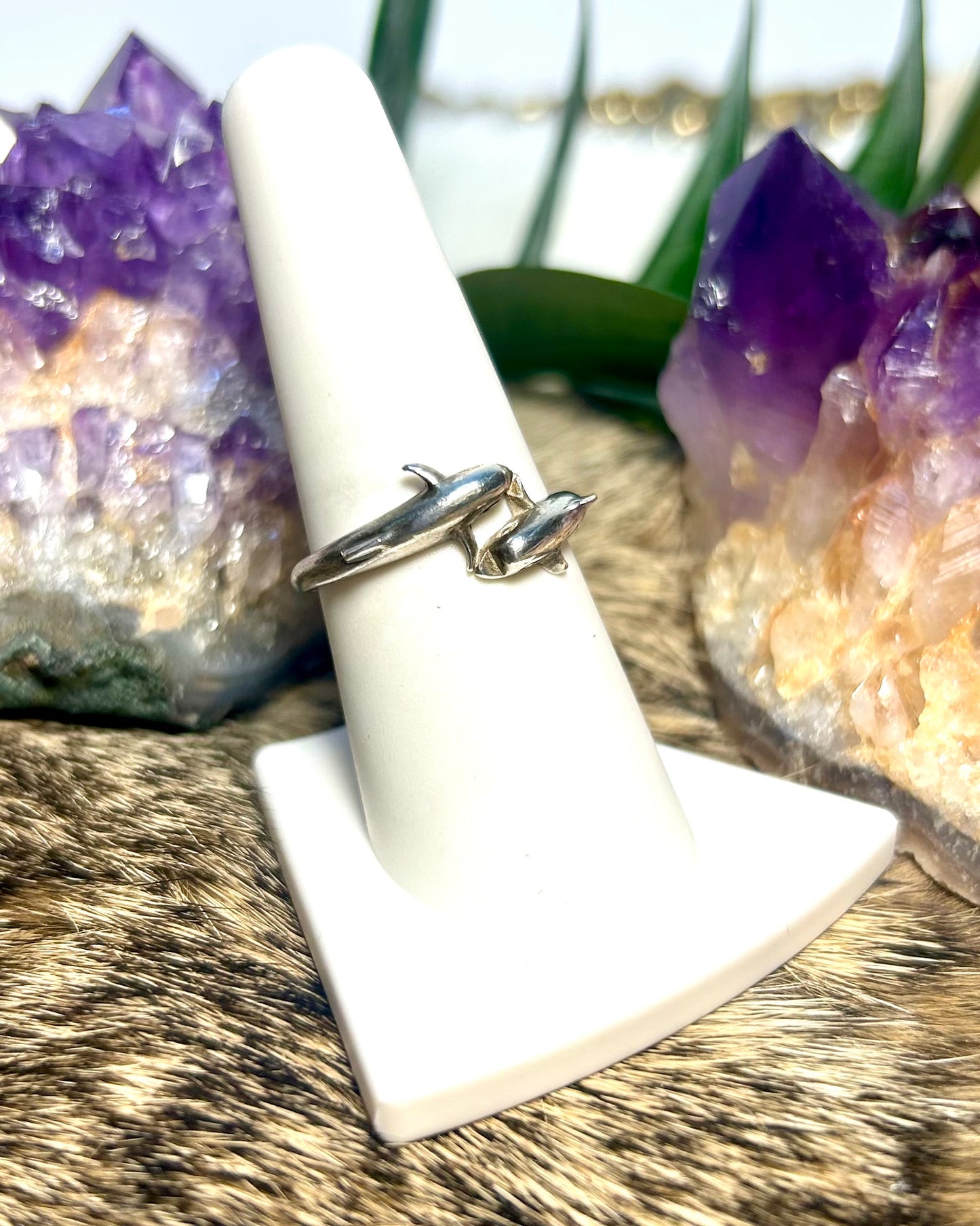 Size 8 Sterling Silver Dolphin Ring