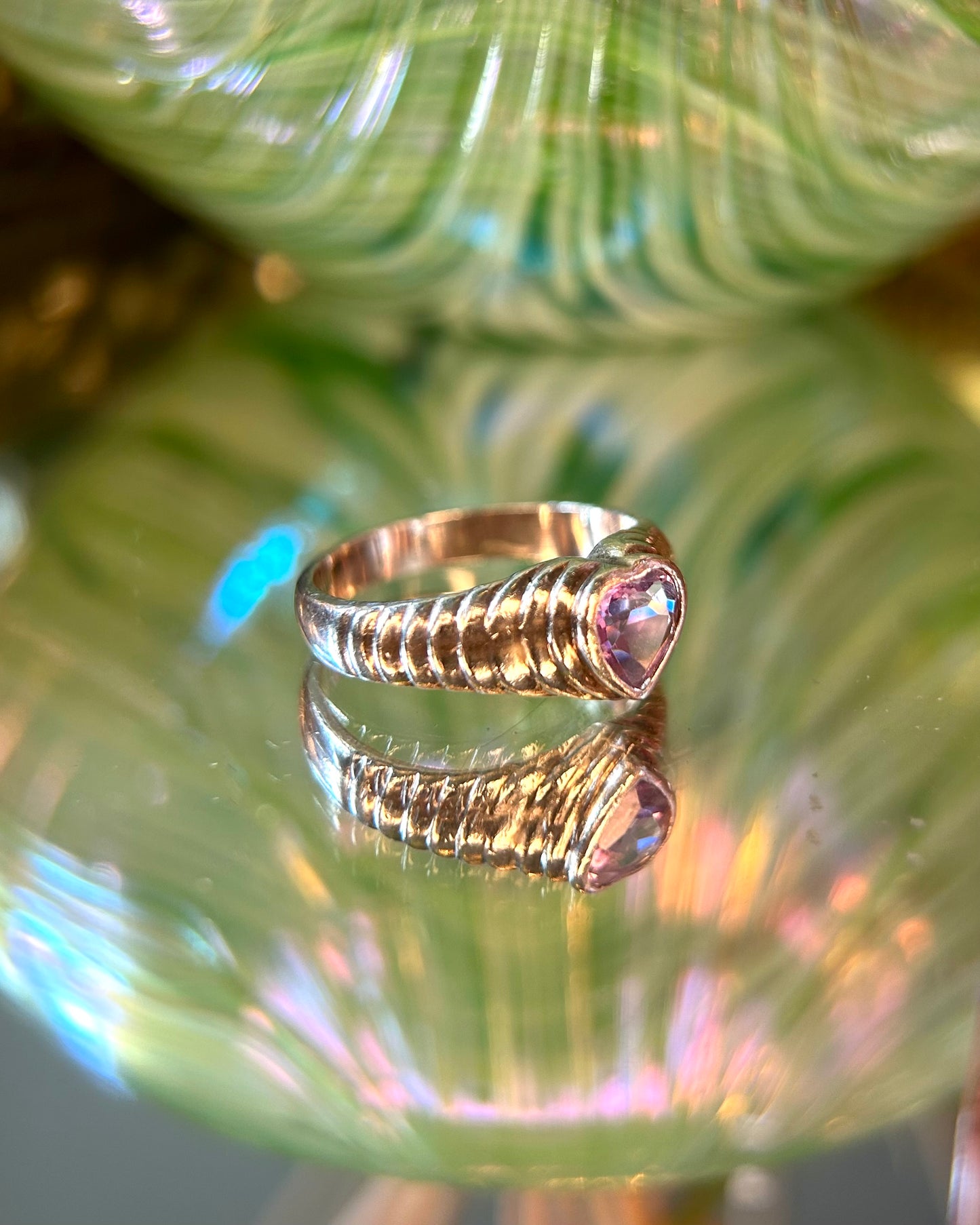 Size 7 Sterling Silver Faceted Amethyst Heart Ring