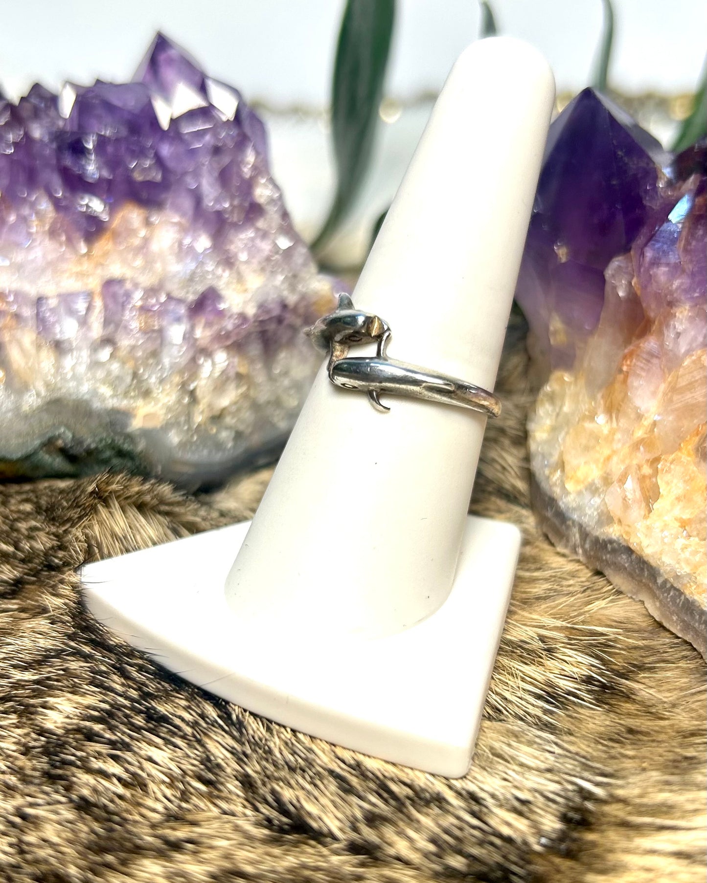 Size 8 Sterling Silver Dolphin Ring