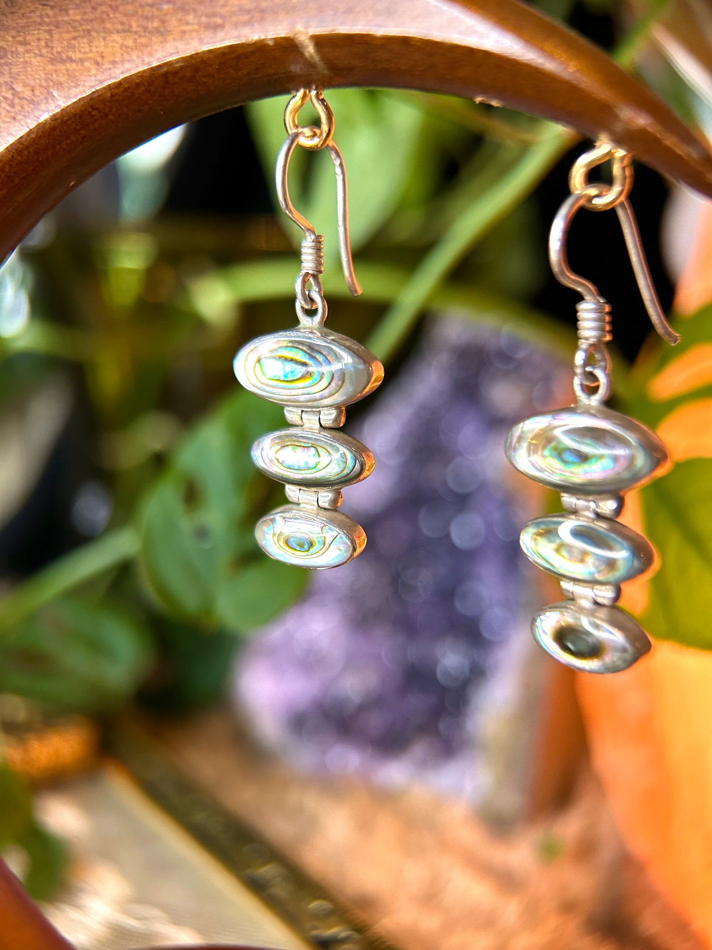 950 Vintage Sterling Silver Abalone Earrings