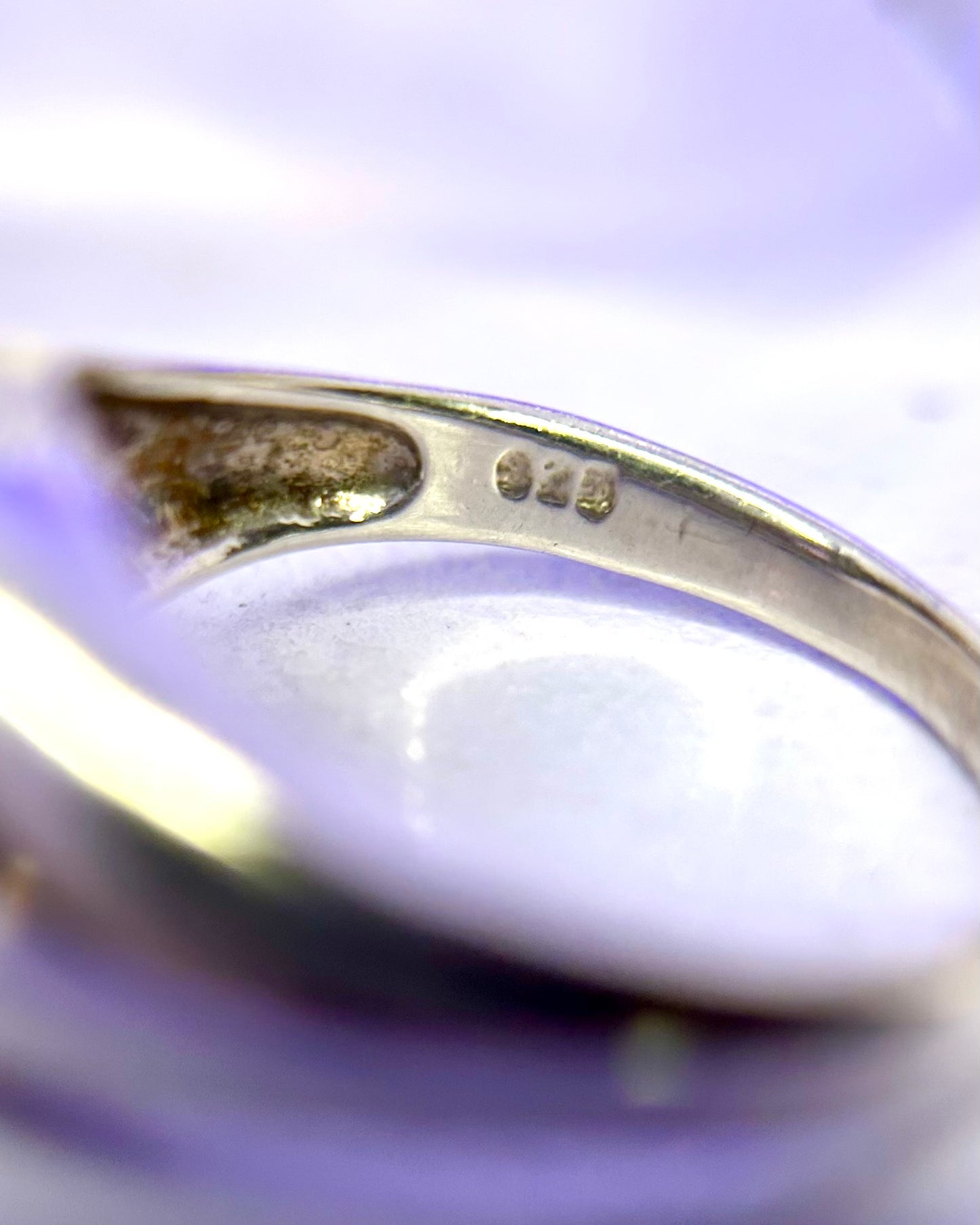 Size 7 Sterling Silver Amethyst Cabochon Ring